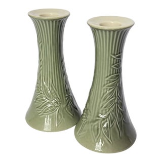 Vintage Lenox Woodland Leaves Pattern Candle Holders -Set of 2 For Sale