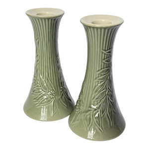 Vintage Lenox Woodland Leaves Pattern Candle Holders -Set of 2