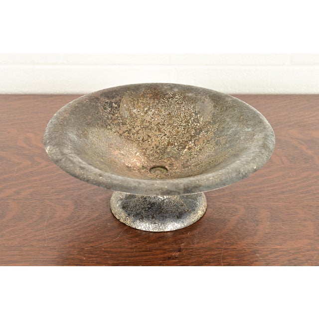 A gorgeous Arts & Crafts period acid silver finished copper footed centerpiece bowl, fruit bowl, or compote dish By...