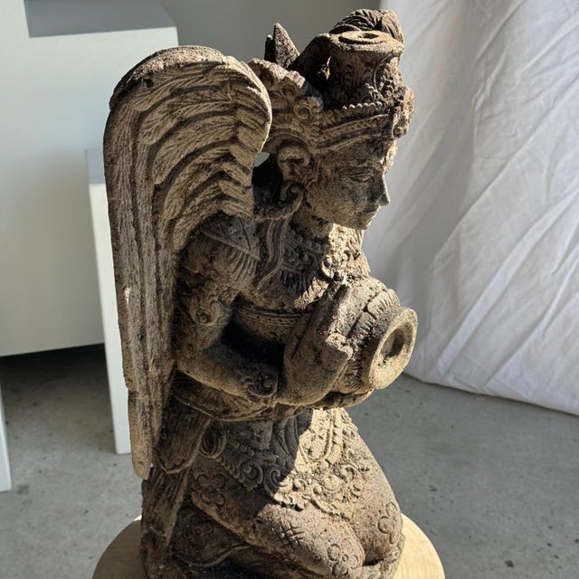 1980s Unknown, Traditional Indonesian Sculpture of a Winged Deity in Volcanic Limestone, 1980s, Stone For Sale - Image 5 of 11