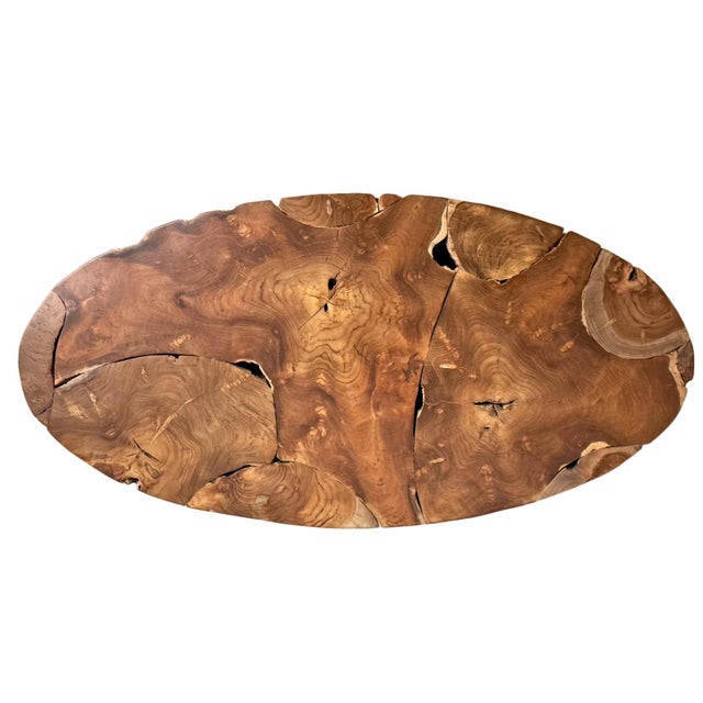 Oval Teak Root Coffee Table For Sale - Image 4 of 10