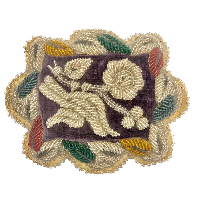 19th Century Victorian Beaded Small Accent Pillow Chairish