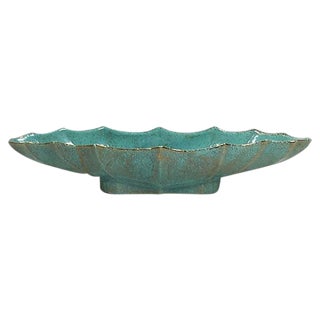 Turquoise & Gold Mid-Century Bowl For Sale