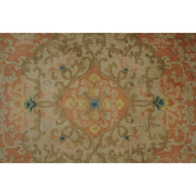 Taupe 1920s Tan Sand Floral Layered Oriental Antique Chinese Art Deco Rug 9' X 11' 9'' For Sale - Image 8 of 11