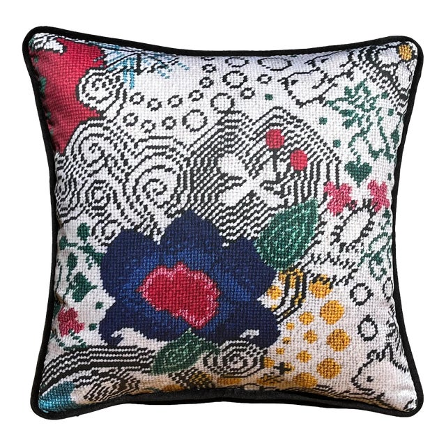 Organic Cotton Sateen "Wild World" Feather Down Pillow, Custom, Original For Sale