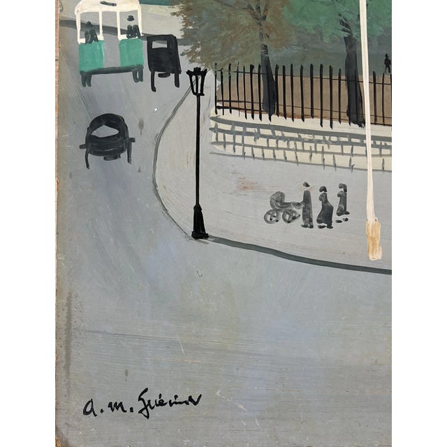 Modern Armand Marie Guérin, Personnages sous le porche de l'église, Oil on Wood For Sale - Image 3 of 12