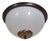 Vintage Ceiling Lamp with a Patinated Brass Frame and Opaque White Glass Shade by Honsel, 1990s For Sale