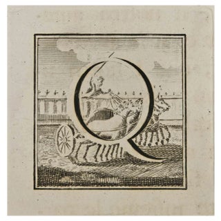 Luigi Vanvitelli, Letter of the Alphabet Q, Etching, 18th Century For Sale