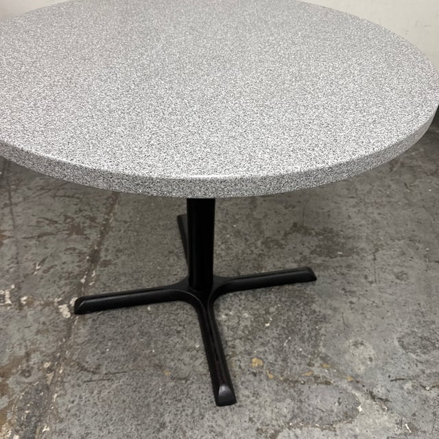 36in Circa 1980 Stone Composite Pedestal Dining Table For Sale - Image 12 of 12