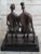 Metal Mid 20th Century King and Queen by Henry Moore Abstract Surreal Man & Woman on Bench Statue Sculpture 12" x 9" For Sale - Image 7 of 10