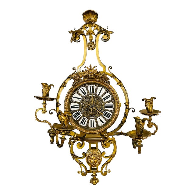 Bronze Sconce Wall or Cartel Clock. Lerolle Freres, Paris, Rare, Unusual For Sale