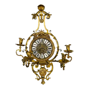 Bronze Sconce Wall or Cartel Clock. Lerolle Freres, Paris, Rare, Unusual