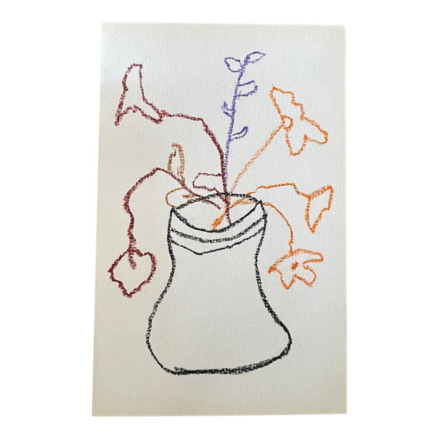 “Una Base De Flores No. 4” Oil Pastel on Paper For Sale