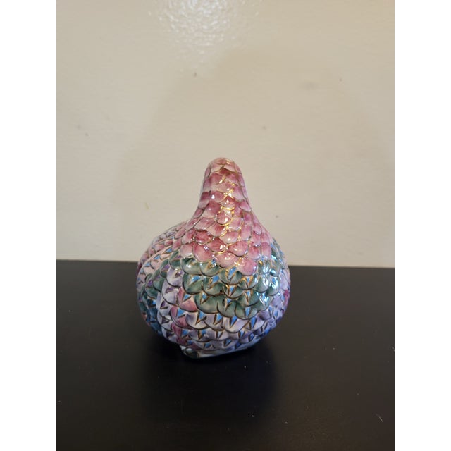 Mid-Century Modern Vintage Toyo Floral Quail Figurine Porcelain Partridge Bird 14k Gold Guild 60s For Sale - Image 3 of 10