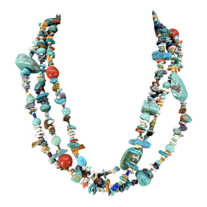Contemporary Turquoise Mixed Stone Multi Strand Necklace