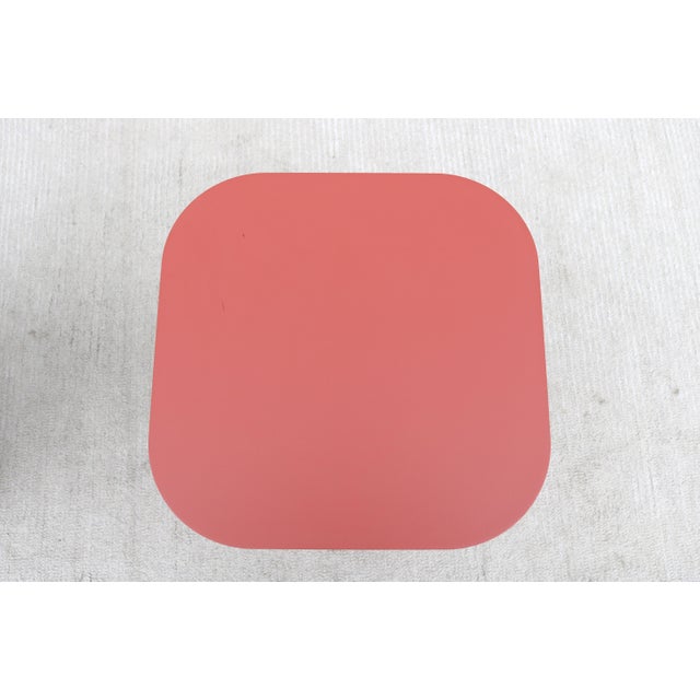 Brick Red Modern Antoni Palleja for Rs Barcelona Plec Steel Square Side Tables - A Pair For Sale - Image 8 of 12