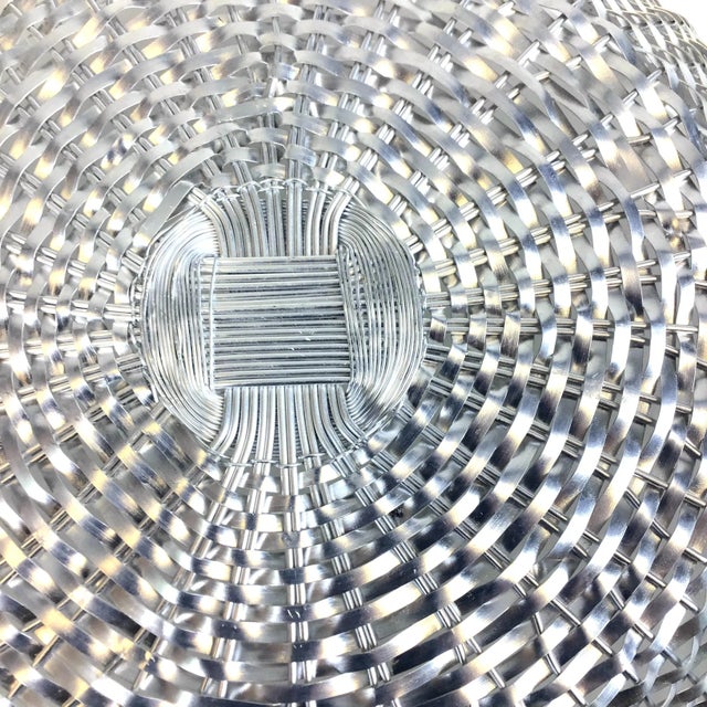 Metal Huge Aluminum Woven Basket Fruit Bowl For Sale - Image 7 of 10
