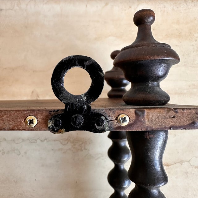 Antique French Bobbin Wall Shelf in Cherry, 1890s For Sale - Image 10 of 12