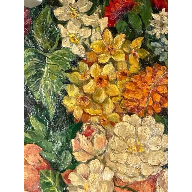 Antique English Painted Wood Firescreen Flower Basket Dummy Board. For Sale In West Palm - Image 6 of 13