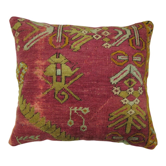 Raspberry Turkish Rug Pillow For Sale