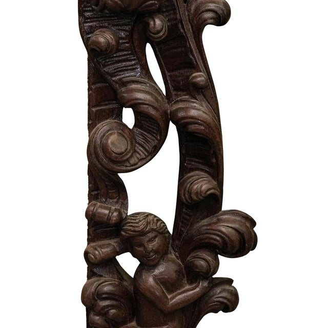 Large French Heavily Carved Antique Rococo Style Wood Wall Mirror 67 Inch Tall For Sale - Image 4 of 6
