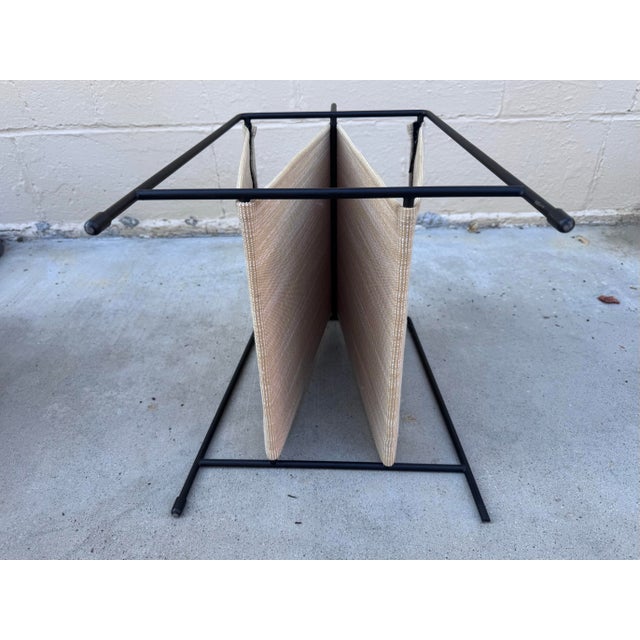 Paul McCobb for Fritz Hansen Magazine Holder, Black Steel & Tan Textile For Sale - Image 11 of 12