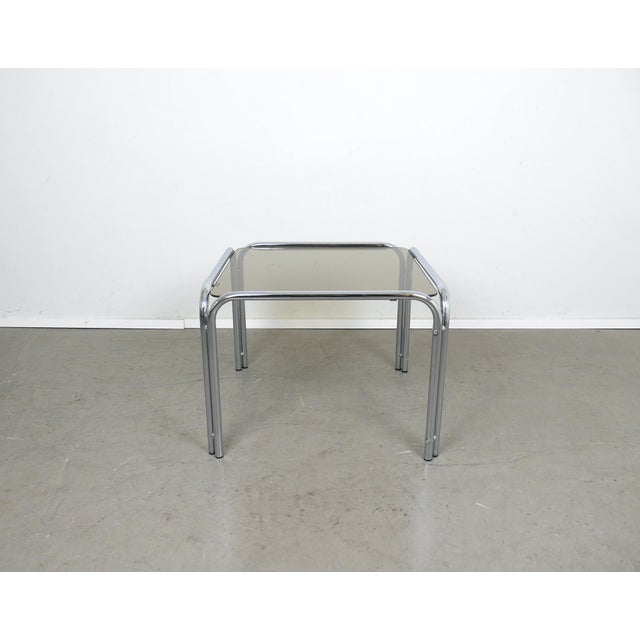 Square Tubular Steel Side Table with Smoked Glass Top, Germany, 1970s For Sale - Image 7 of 15