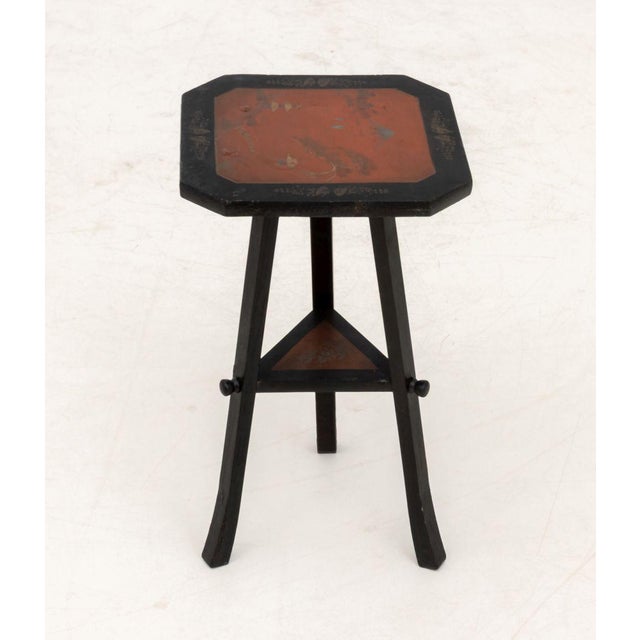 Japanese Ebonized and Paint-Decorated Tripod Table For Sale - Image 4 of 5