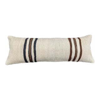 Turkish Hemp Pillow Cushion Natural Beige Brown Cushion Cover 14"x40" For Sale