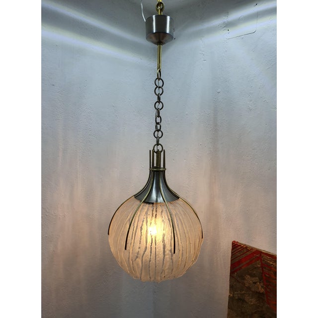 Italian 1960s Round Glass Globe Chandelier For Sale - Image 3 of 5
