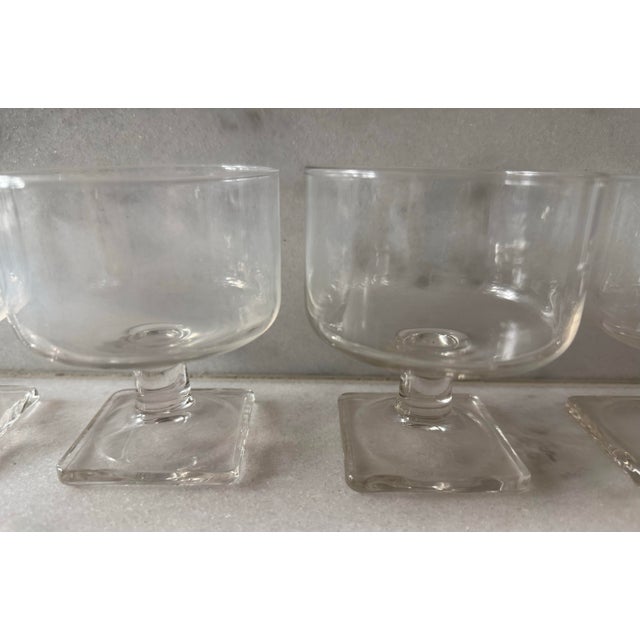 Federal Glass Set of 4 Vintage Square Footed Cocktail Glasses For Sale - Image 4 of 6