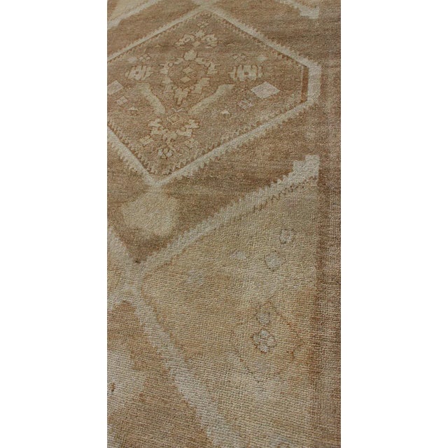Vintage Turkish Oushak Runner Neutral and Warm Colors With Tribal Medallions For Sale In Atlanta - Image 6 of 13