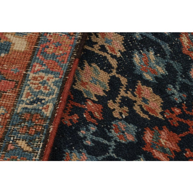 Textile Antique Persian Bakshaish Rug in Navy Blue With Floral Patterns From Rug & Kilim For Sale - Image 7 of 7