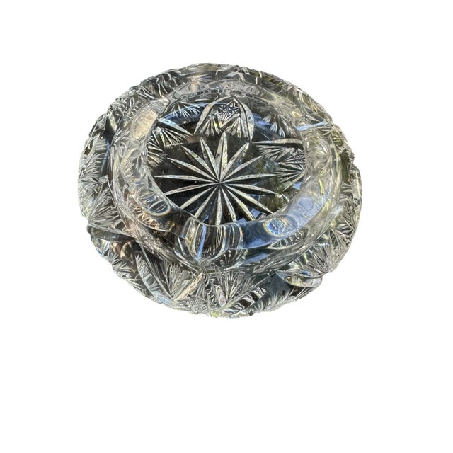 Transparent Crystal Ashtray European Heavy Cut Crystal Glass For Sale - Image 8 of 10