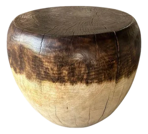Andrianna Shamaris Drum Shape Mango Wood Side Table