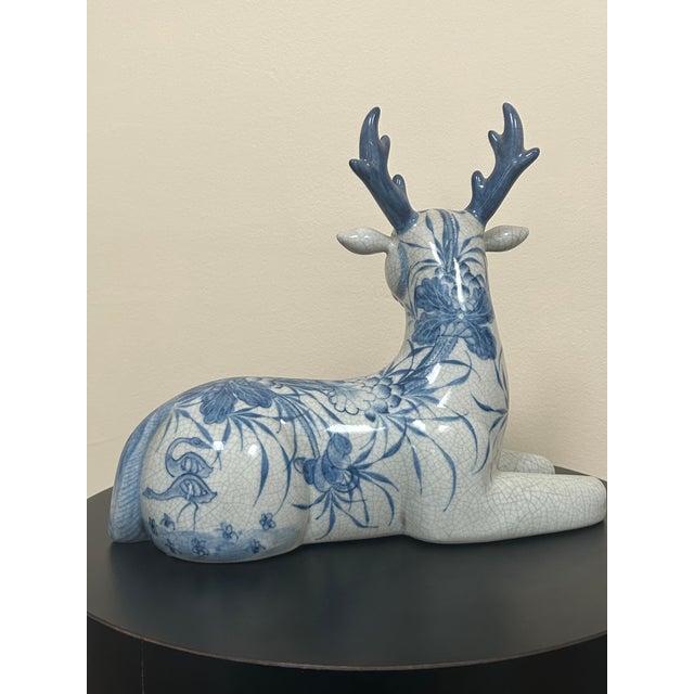 Late 20th Century Thai Blue and White Ceramic Deer For Sale - Image 15 of 18