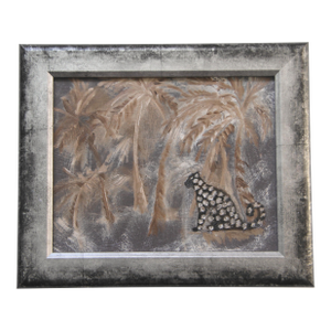 Leopard Abstract Tribal Tropical Landscape Minimalism Folk Art Original Oil Painting Cleo Plowden
