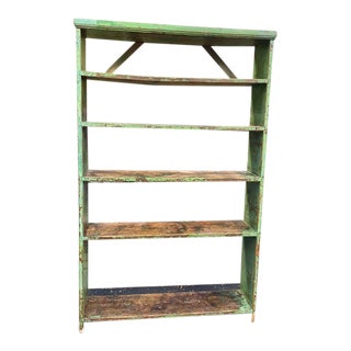 Vintage Rustic Painted Bookcase For Sale