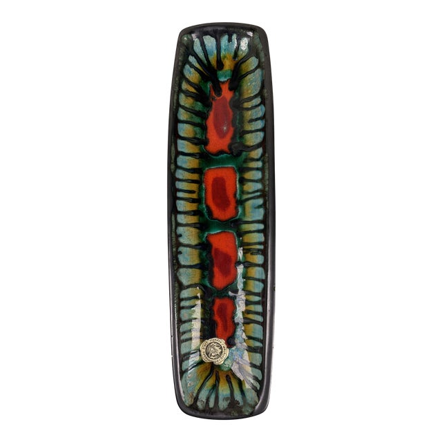 1950s Mid-Century Long Multi Color Ceramic Sushi Serving Dish For Sale