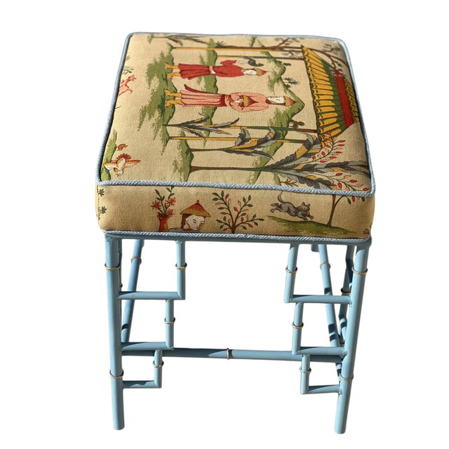 Thibaut Chinese Chippendale Style Bench in Thibaut For Sale - Image 4 of 10