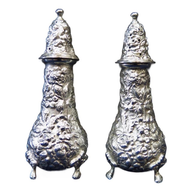 Early 20th Century "Stieff" Decorative Salt & Pepper Shaker - A Pair For Sale
