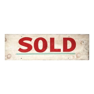 Vintage Wood Sold Sign For Sale