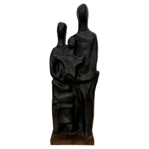 Abstract Family Sculpture in Black Glaze attributed to Elie Van Damme, Belgium, 1960s