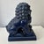Pair of Vintage Cobalt Blue Ceramic Chinese Foo Dogs For Sale - Image 4 of 5