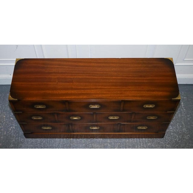 Gold Vintage Military Campaign Brass Sideboard from Jansen of London For Sale - Image 8 of 15