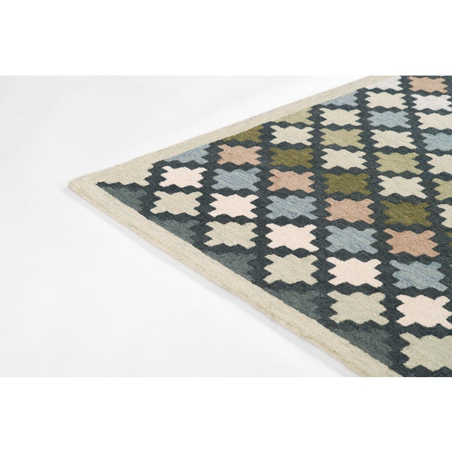 Erin Gates by Momeni Abbot Blue & Green Swedish Geo Wool Rug 3'6" X 5'6" For Sale - Image 9 of 11