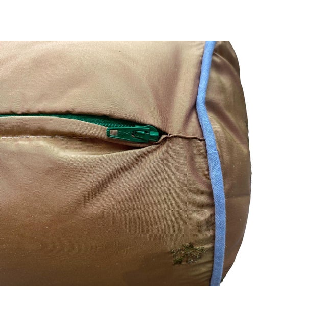 Reflective Golden Embroidered Bolster Pillow For Sale - Image 4 of 5