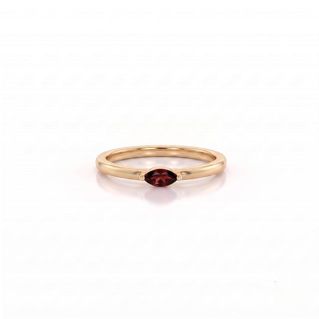 Contemporary Natural Garnet Stacking Ring - January Birthstone Ring - Dainty Minimalist Everyday Ring - Us 7 For Sale - Image 3 of 3