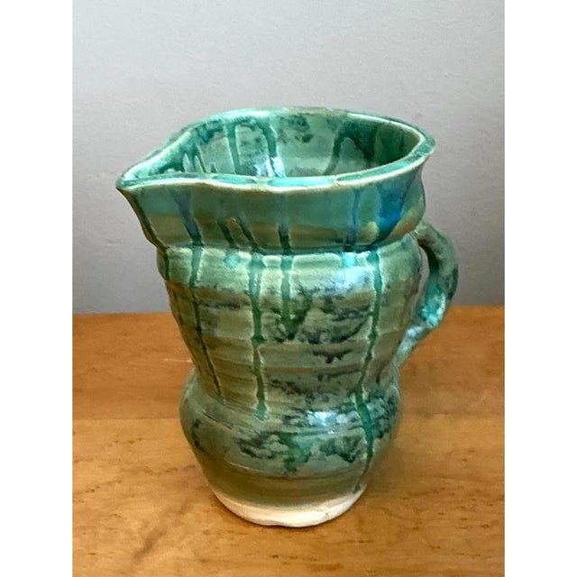 Vintage Drip Glaze Ceramic Pitcher For Sale - Image 9 of 12