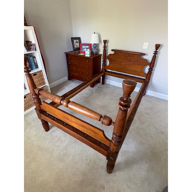 Wood Early American Full Size Rope Bed For Sale - Image 7 of 11